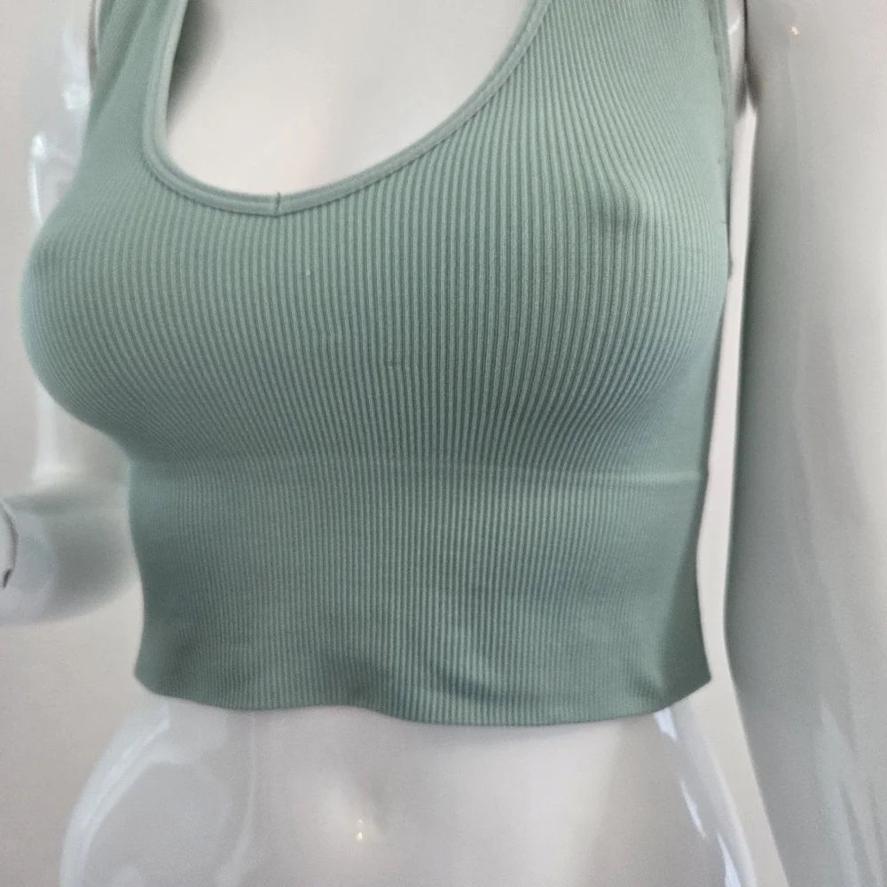 Forever 21 Ribbed Sage Green Crop Tank  Medium/Large - Picture 2 of 13